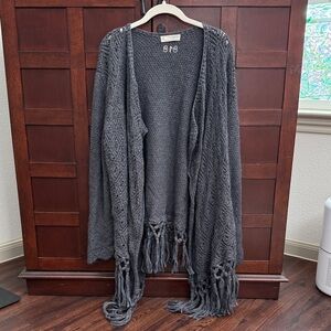 Odd Molly Charcoal Fringe Baby Alpaca Wool Cardigan